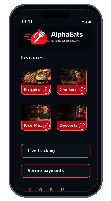 AlphaEats mobile app preview